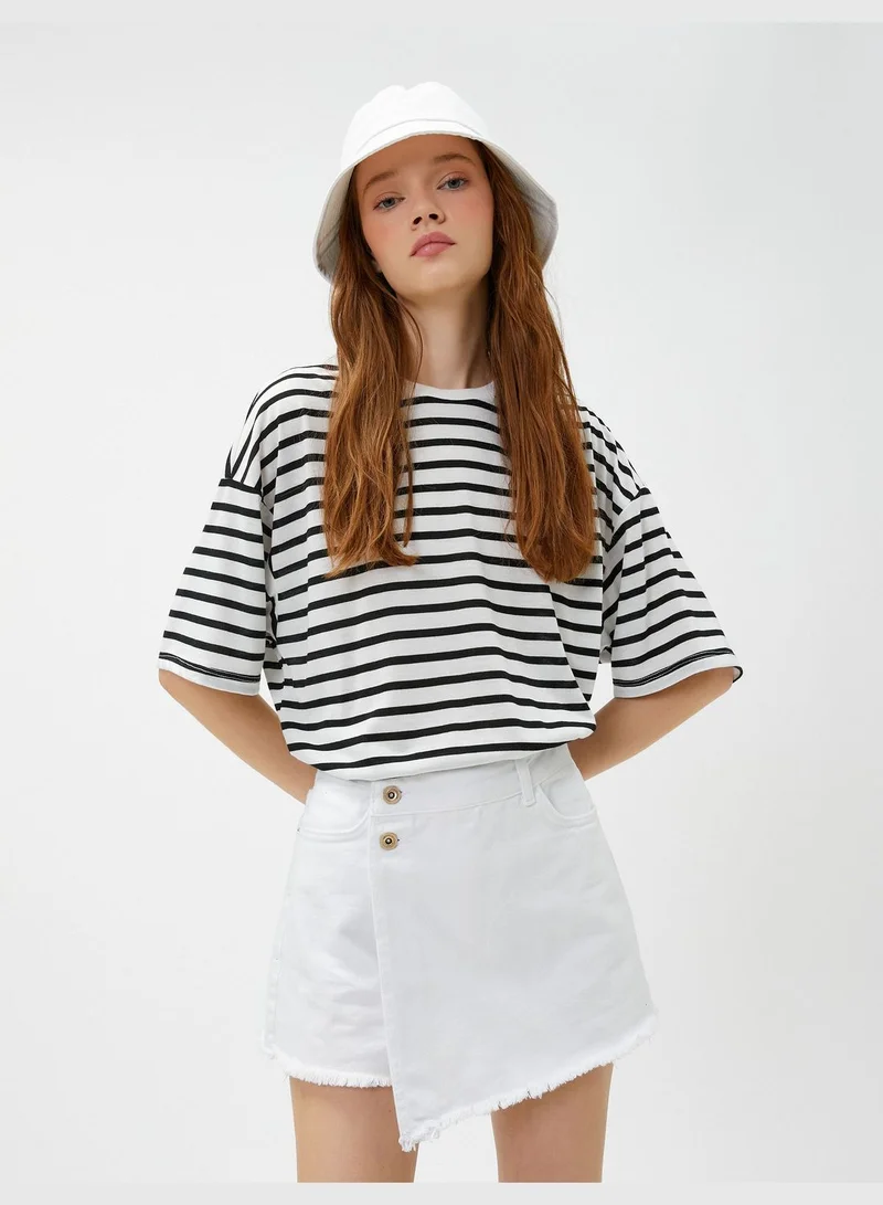 كوتون Short Sleeve Crew Neck Viscose Mix T-Shirt