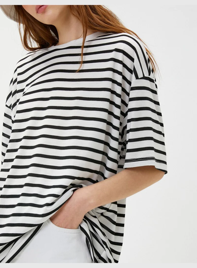 كوتون Short Sleeve Crew Neck Viscose Mix T-Shirt