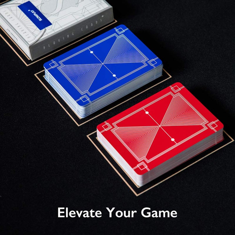 SLOWPLAY 100% Plastic Playing Cards, 2-Deck Poker Card Set, Jumbo Index, Poker Size, Superior Flexibility and Durability, Waterproof & Washable, Professional Playing Cards for Texas Hold’em Poker - Image 2
