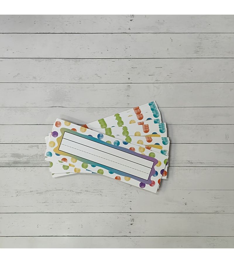 20pcs Colorful Polka Dot Paper Name Tags Watercolor Hand Painted Style Student Desk Labels Elementary School Classroom Bulletin Board Decoration Cards - Image 5