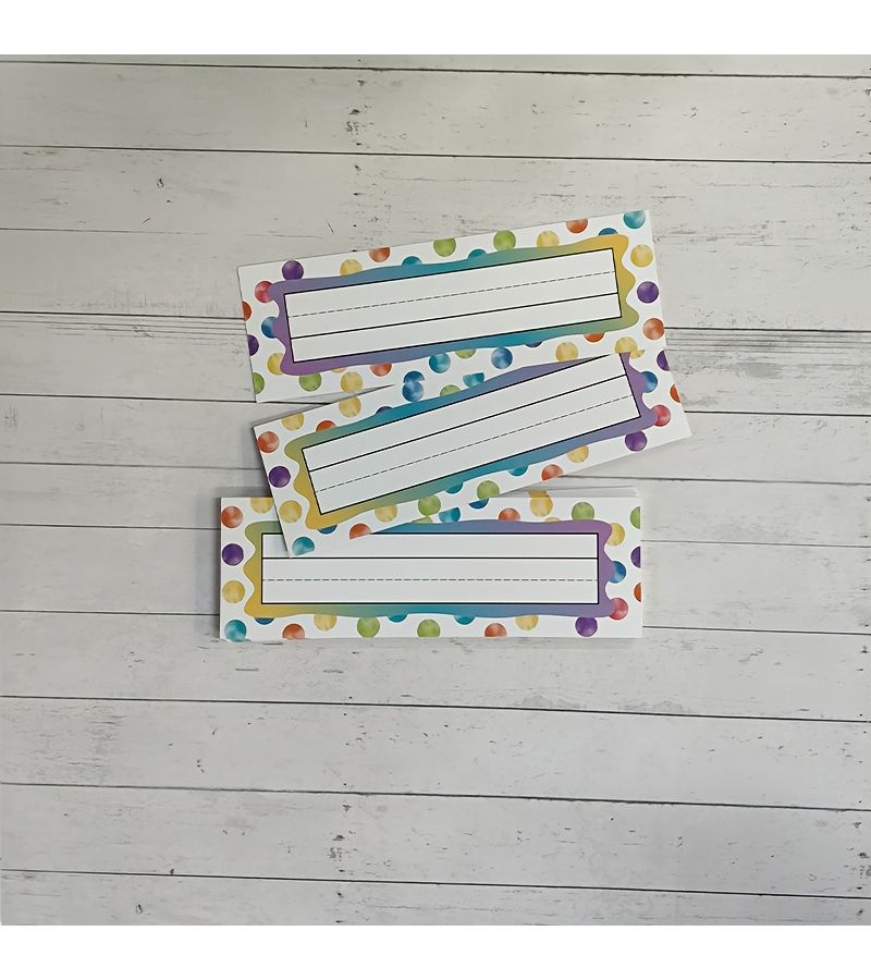 20pcs Colorful Polka Dot Paper Name Tags Watercolor Hand Painted Style Student Desk Labels Elementary School Classroom Bulletin Board Decoration Cards - Image 4
