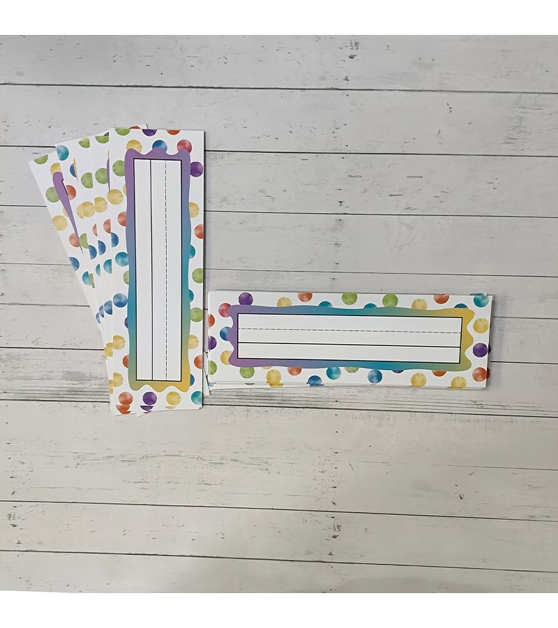 20pcs Colorful Polka Dot Paper Name Tags Watercolor Hand Painted Style Student Desk Labels Elementary School Classroom Bulletin Board Decoration Cards - Image 3