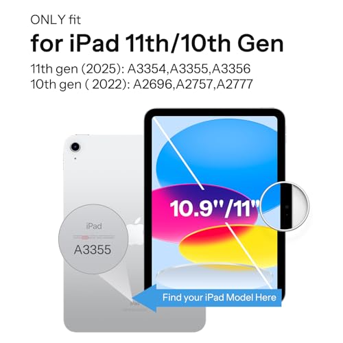 SPARIN Case for iPad A16 11th 10th Generation 2025/2022 (11"/10.9") with Pencil Holder, Magnetic Detachable Hybrid Stand, Portrait/Landscape Angle, Clear Protective Case, Auto Wake/Sleep-Black - Image 2