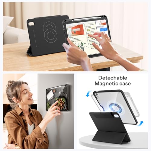 SPARIN Case for iPad A16 11th 10th Generation 2025/2022 (11"/10.9") with Pencil Holder, Magnetic Detachable Hybrid Stand, Portrait/Landscape Angle, Clear Protective Case, Auto Wake/Sleep-Black - Image 4