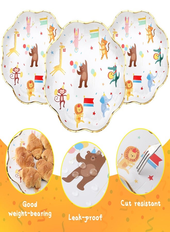 Maxdot 25 Pack Animal Parade Theme Party Plates, 9 Inch Disposable Paper Plates Scalloped with Cute Jungle Safari Animal Design, Fit for Birthday, Baby Shower, Party, Zoo Theme Celebration - Image 3