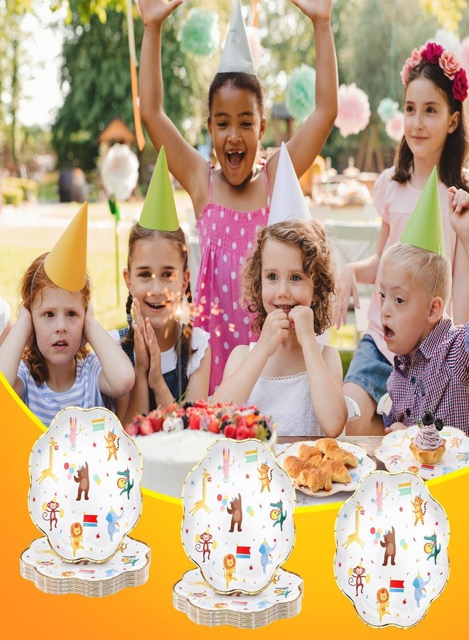 Maxdot 25 Pack Animal Parade Theme Party Plates, 9 Inch Disposable Paper Plates Scalloped with Cute Jungle Safari Animal Design, Fit for Birthday, Baby Shower, Party, Zoo Theme Celebration - Image 5