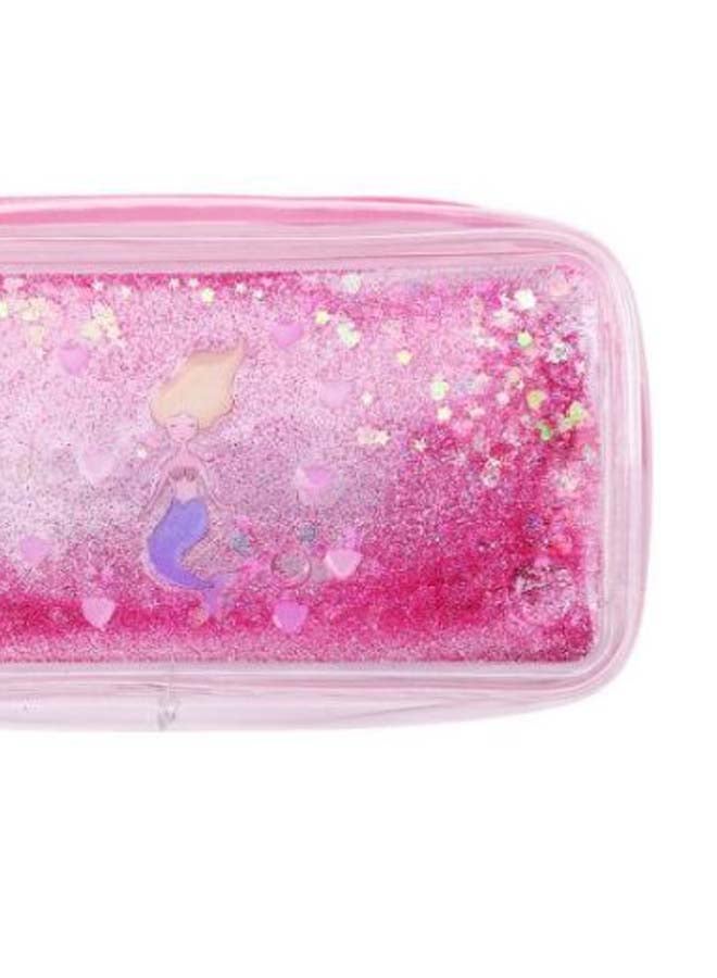 Loquat Sequins Pattern Mermaid Printed Pencil Case Pink - Image 2