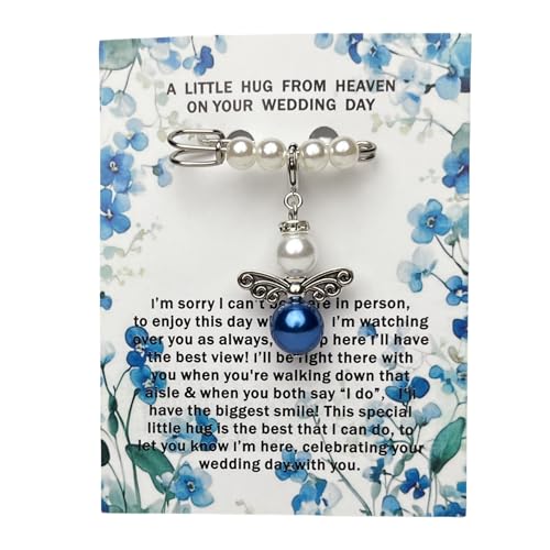 Dorla Cool Something Blue Guardian Angel Bridal Charm, Memorial Wedding Bouquet Charm, Hug from Heaven Keepsake for Bride, Wedding Gift in Memory of Mom or Dad, Remembrance Gift - Image 1