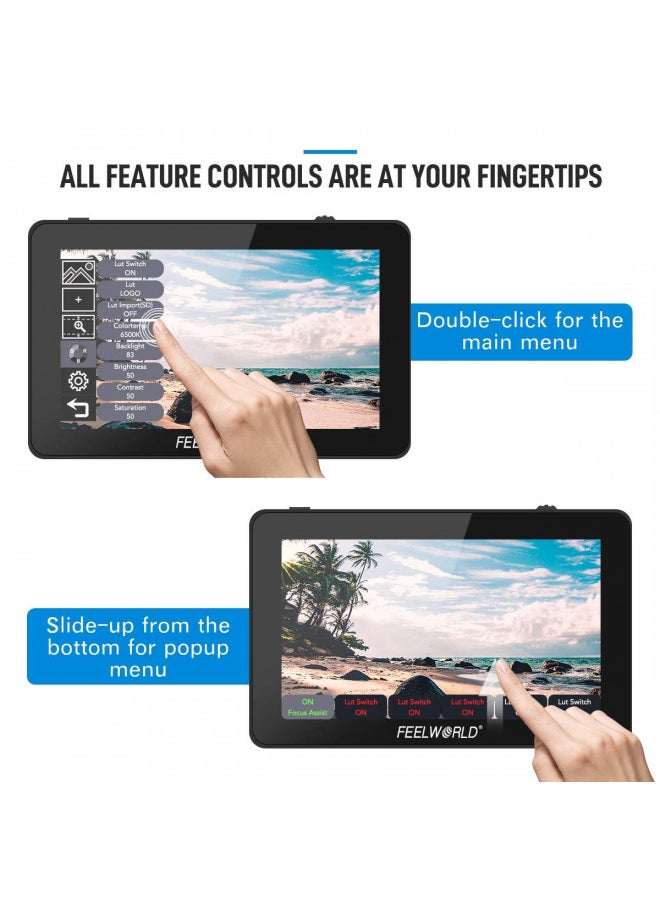 Feelworld FEELWORLD F6 Plus 6 Inch Touch Screen DSLR Camera Field Monitor with 3D Lut Small Full HD 1920x1080 IPS Screen Suppor 4K HDMI Include Tilt Arm +Battery + Charger  - Image 1