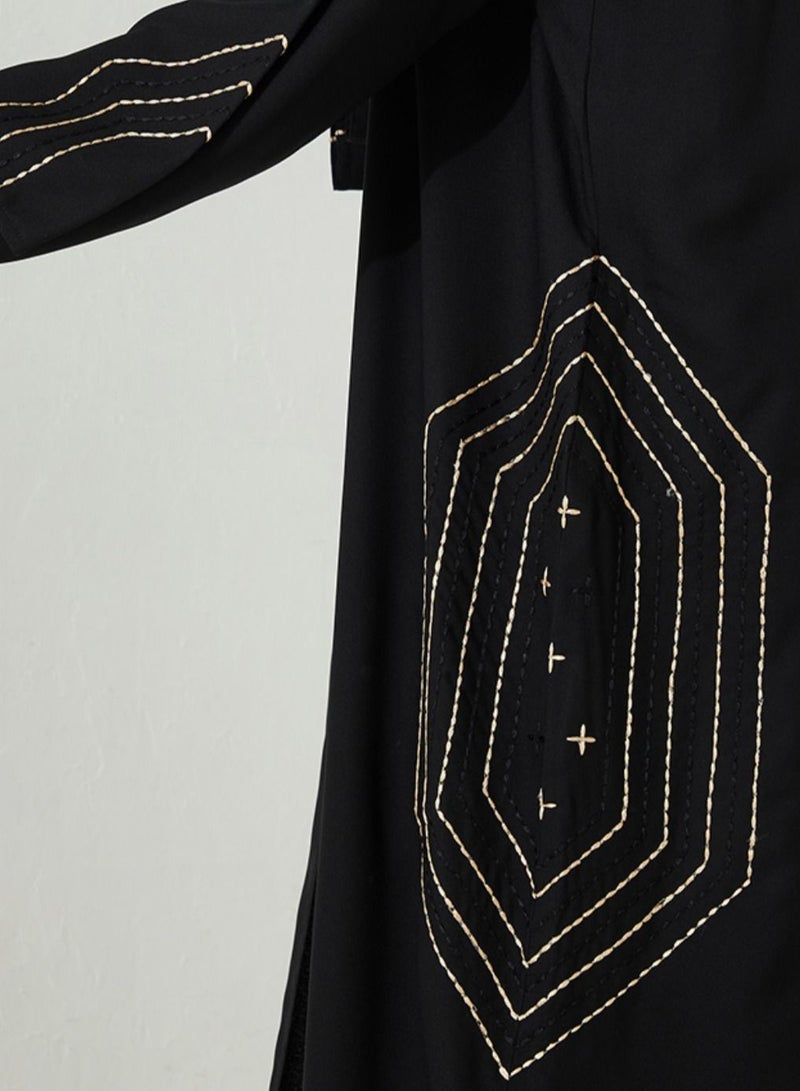 Rosette Abaya Embellished Abaya with Embroidery - Image 2