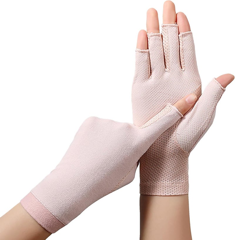 Ylucky Lightweight Summer Fingerless Gloves Men Women UV Sun Protection Driving Cotton Gloves Nonslip Touchscreen Gloves - Image 2