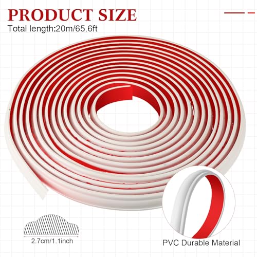 Innconee 65.6ft Peel and Stick Molding Chair Rail Panel Flexible Crown Molding Trim Self Adhesive Panel Moulding Decor Lines for Wall Door Cabinet Frame Mirror Window Border(1.1 Inch X 65.6 ft,White) - Image 2