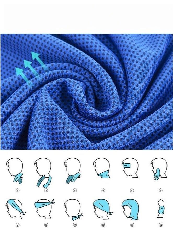 3 قطع مناشف تبريد للطقس الحار، منشفة تبريد فورية قابلة للتنفس، خرق باردة للرقبة، مناشف عرق للصالة الرياضية واليوغا والجولف والتنس والتمرين والسفر، 100*30 سم، أزرق - Image 4