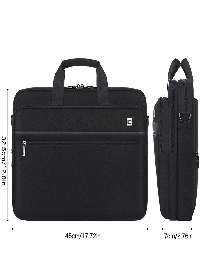 DOMISO 17.3 Inch Large Capacity Laptop Shoulder Bag Business Briefcase Office Computer Bag,Black - Image 4