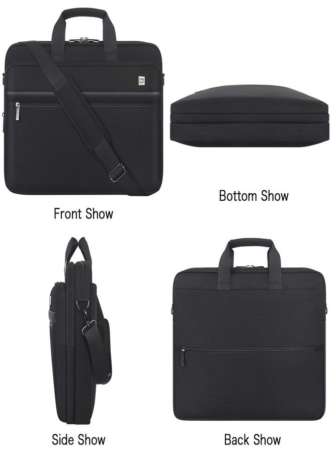 DOMISO 17.3 Inch Large Capacity Laptop Shoulder Bag Business Briefcase Office Computer Bag,Black - Image 3