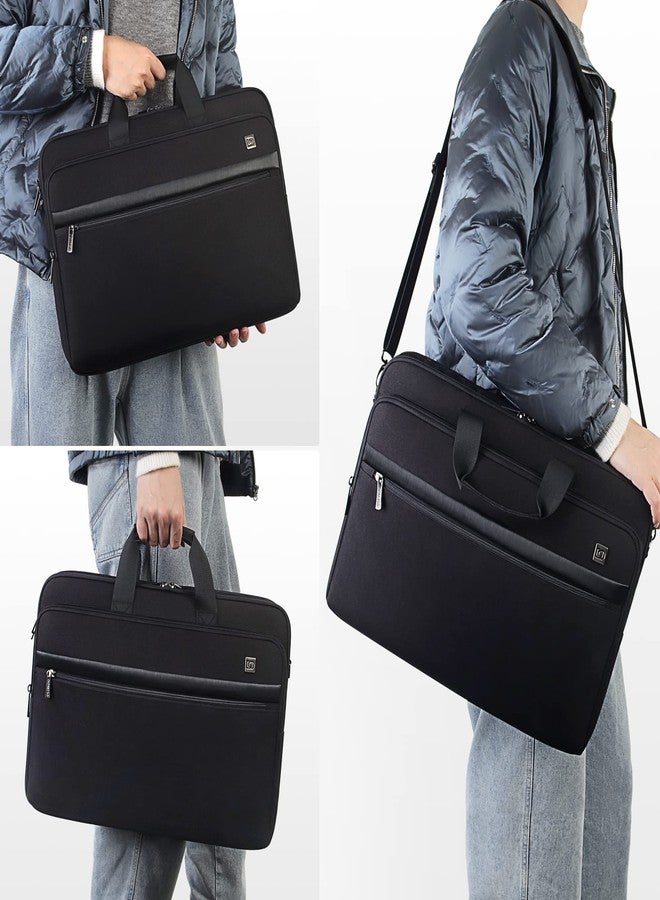 DOMISO 17.3 Inch Large Capacity Laptop Shoulder Bag Business Briefcase Office Computer Bag,Black - Image 2