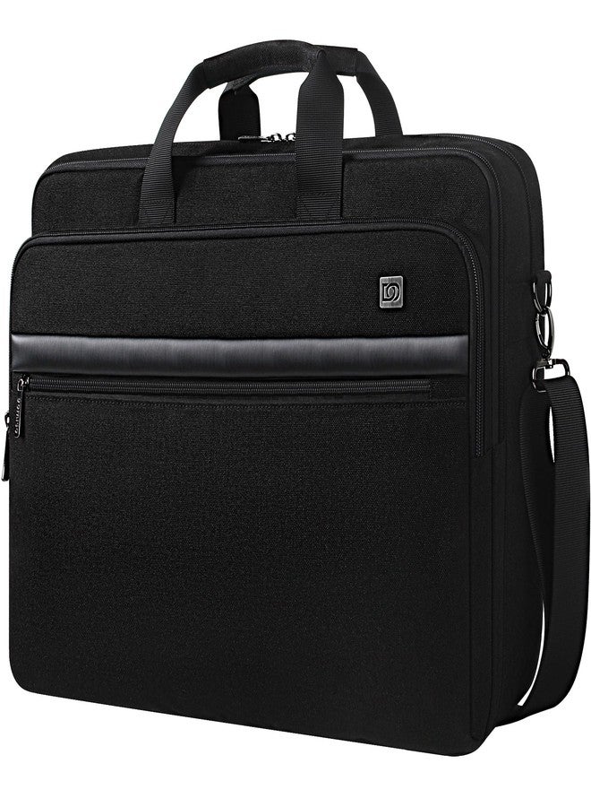 DOMISO 17.3 Inch Large Capacity Laptop Shoulder Bag Business Briefcase Office Computer Bag,Black - Image 1