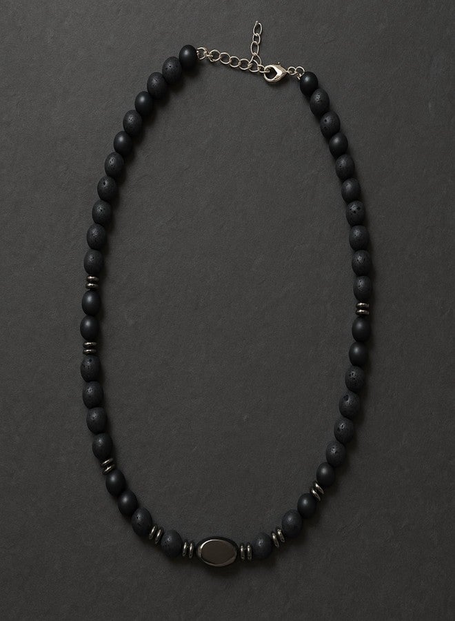 THE MEN THING FENRIK - 8mm Beads Necklace with Natural Stone Mens & Boys (19-21 inch with adjustable cable chain) - Image 3
