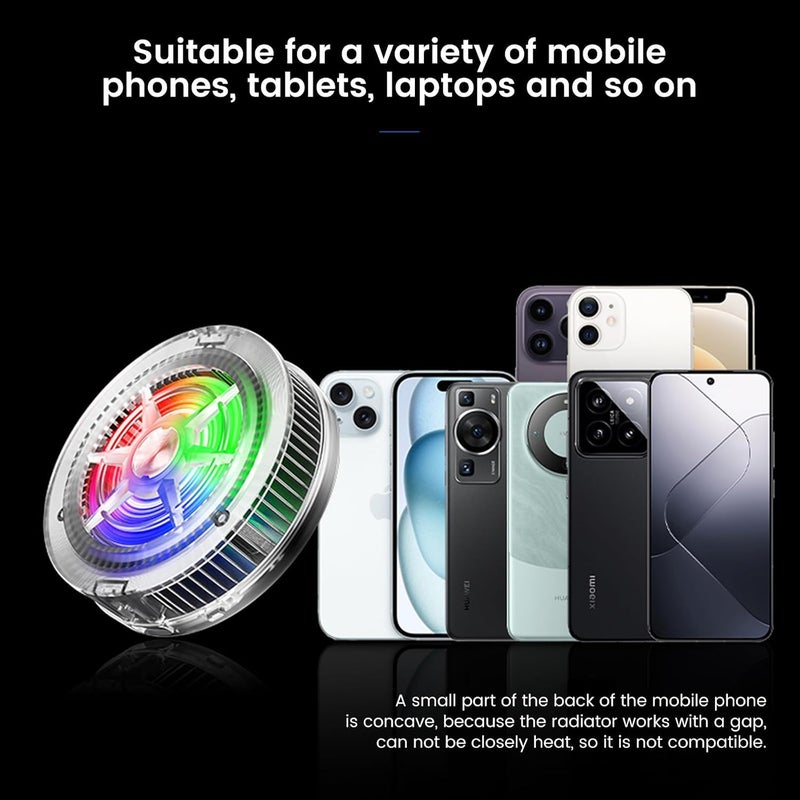 كاست ويف مبرد الهاتف، مروحة مغناطيسية صغيرة USB S1 ICE مبرد الهاتف للألعاب، تبريد شبه موصل RGB مشعاع الهاتف المحمول لأجهزة iPhone iPad PS5 للاعبين والمؤثرين والبث المباشر على TikTok - Image 4