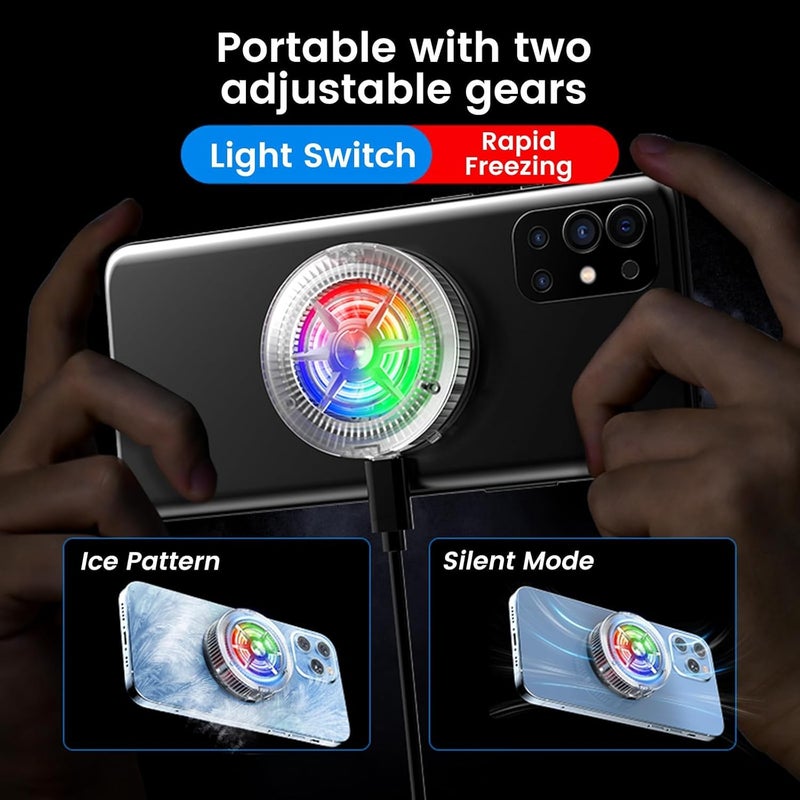 كاست ويف مبرد الهاتف، مروحة مغناطيسية صغيرة USB S1 ICE مبرد الهاتف للألعاب، تبريد شبه موصل RGB مشعاع الهاتف المحمول لأجهزة iPhone iPad PS5 للاعبين والمؤثرين والبث المباشر على TikTok - Image 2