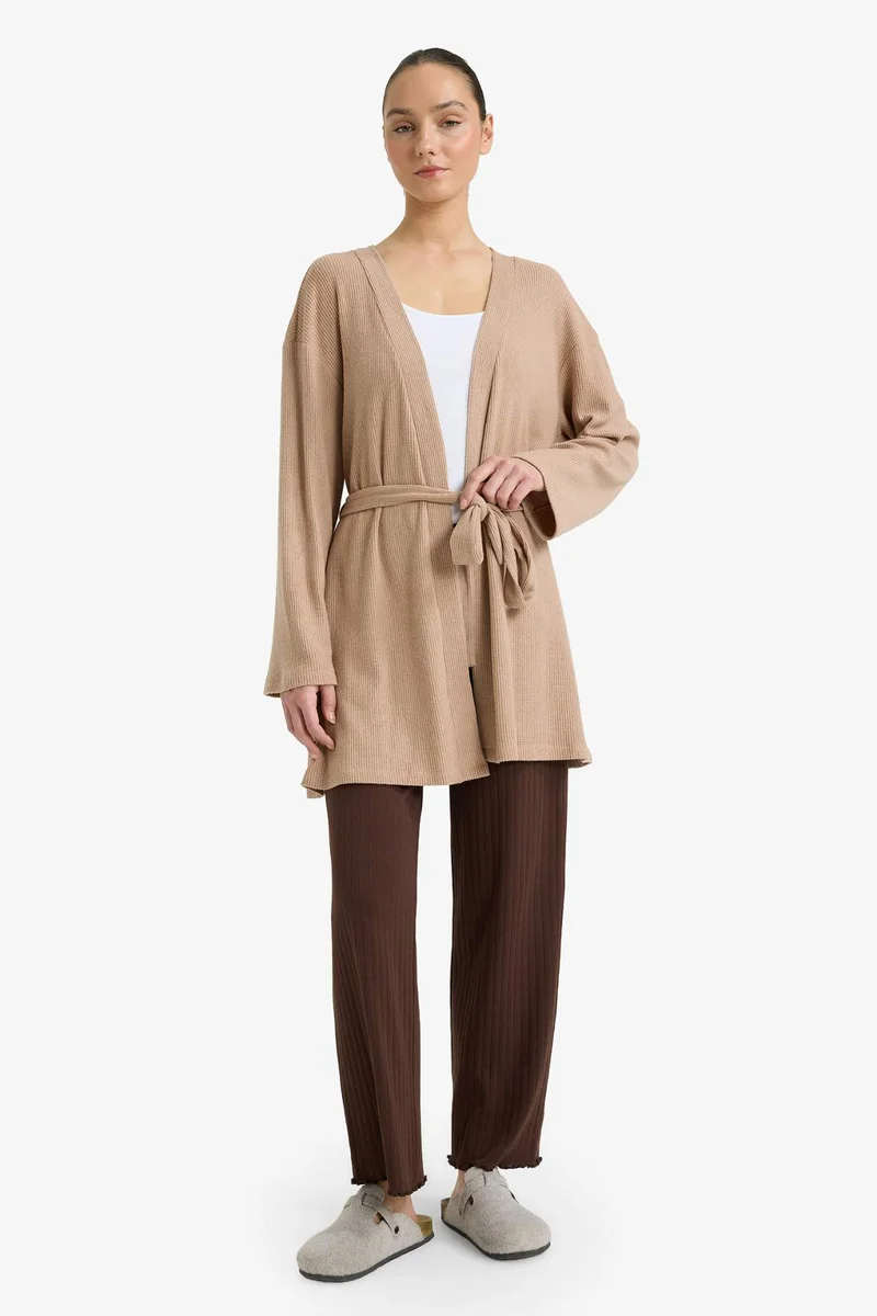Defacto  Regular Fit Wrap Collar Welsoft Plush Robe  | Best Price UAE