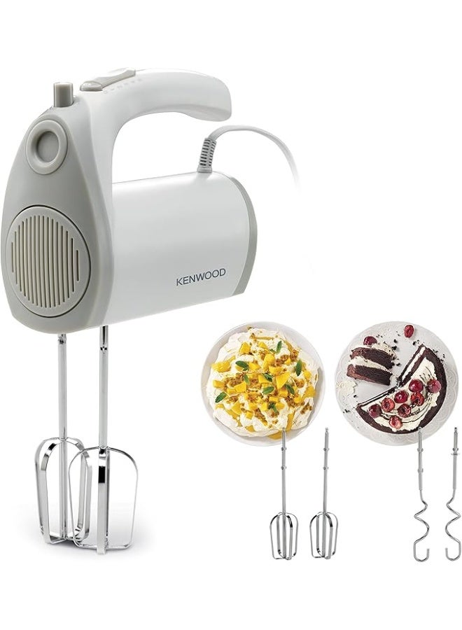 KENWOOD Hand Mixer Electric Whisk, 300W,5 Speeds + Turbo Button, Twin Stainless Steel Kneader and Beater for Mixing, Whipping, Whisking, Kneading - 300 W HMP20.000WH White - Image 1