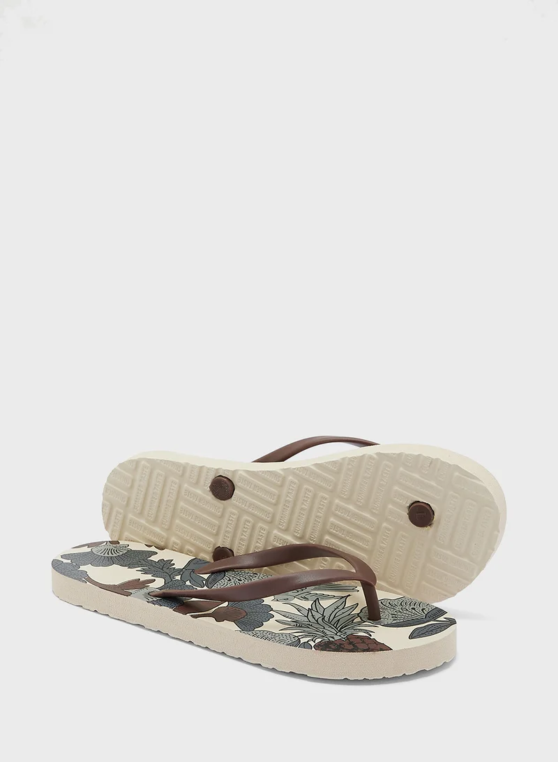 جينجر Floral Print Flip Flop