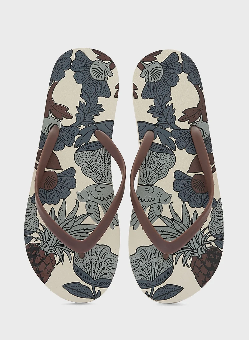 جينجر Floral Print Flip Flop