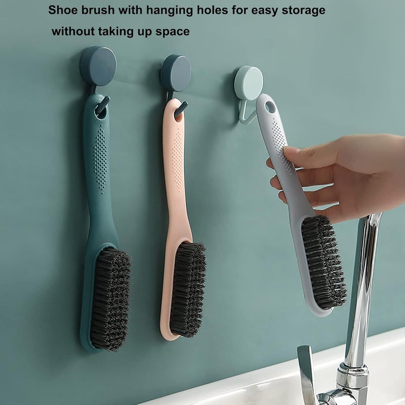 YHRY Household Cleaning Brush, Soft Bristle Laundry Brush Shoe Stain Remover Brush, Comfort Grip Nylon Brushes, for Fabric Clothes Carpet Floor, Pack of 2 Shoes Cleaner Brush, Blue and Gray - Image 2