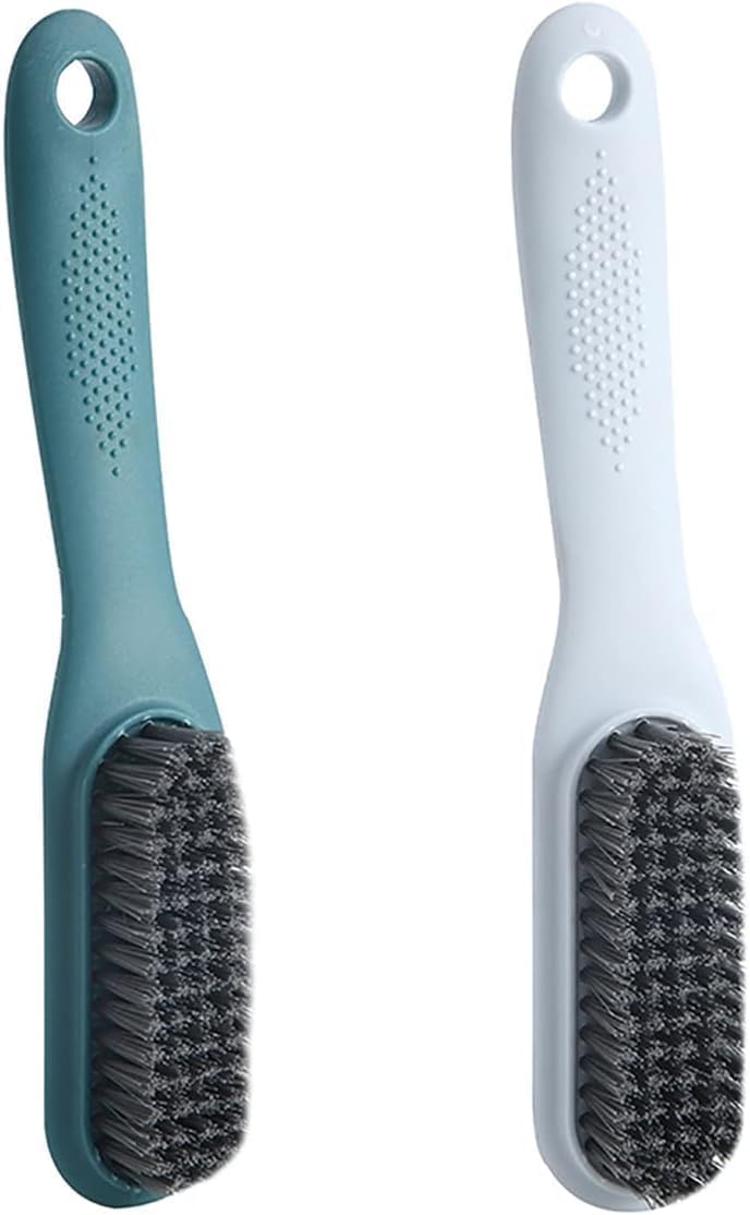 YHRY Household Cleaning Brush, Soft Bristle Laundry Brush Shoe Stain Remover Brush, Comfort Grip Nylon Brushes, for Fabric Clothes Carpet Floor, Pack of 2 Shoes Cleaner Brush, Blue and Gray - Image 1