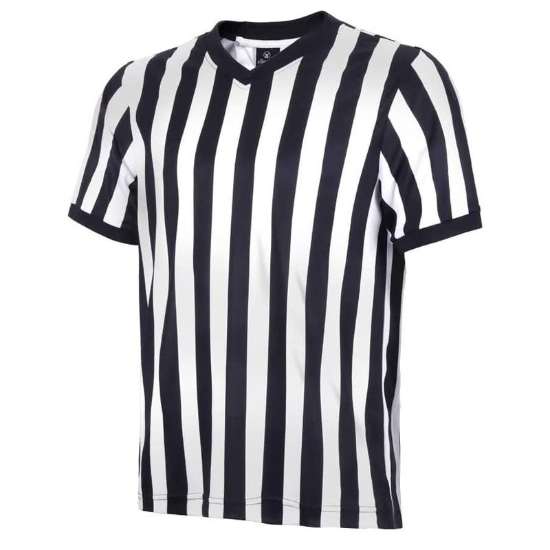 allentian Men's Referee Shirt - Official Black & White Stripe Referee/Umpire Jersey – Pro-Style V-Neck Referee Uniform, Great for Basketball, Football, Soccer (M) - Image 2