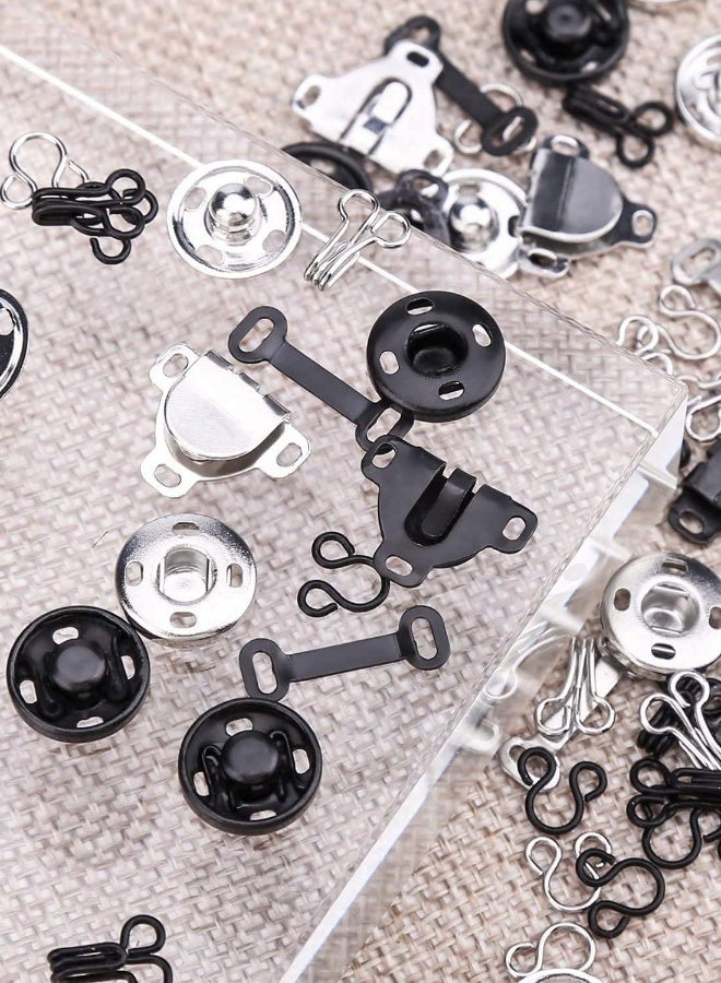 3 Styles Skirt Hooks and Eyes Sewing Hook, Sewing Snaps Clothing Tools with Metal Snaps Buttons Fasteners Press Studs for Trousers Skirt Dress Bra Sewing DIY Crafting, 2 Colors (50 Pair)  - Image 2