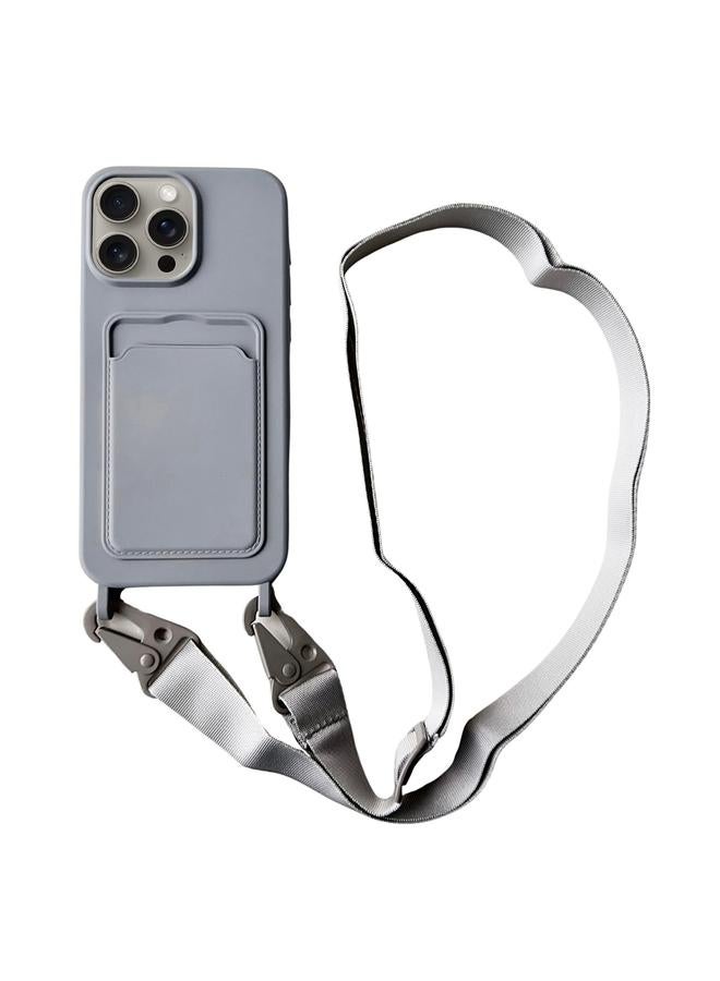Zaboon Case For iPhone 11 Pro Card Slot Liquid Silicone Phone Case with Lanyard - Image 1