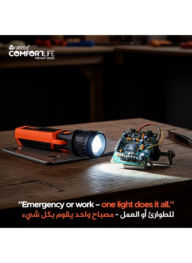 RAFEED Rechargeable Emergency Work Light 1000LM, USB-C, Magnetic Base, 110dB Alarm, IPX4 - Image 2