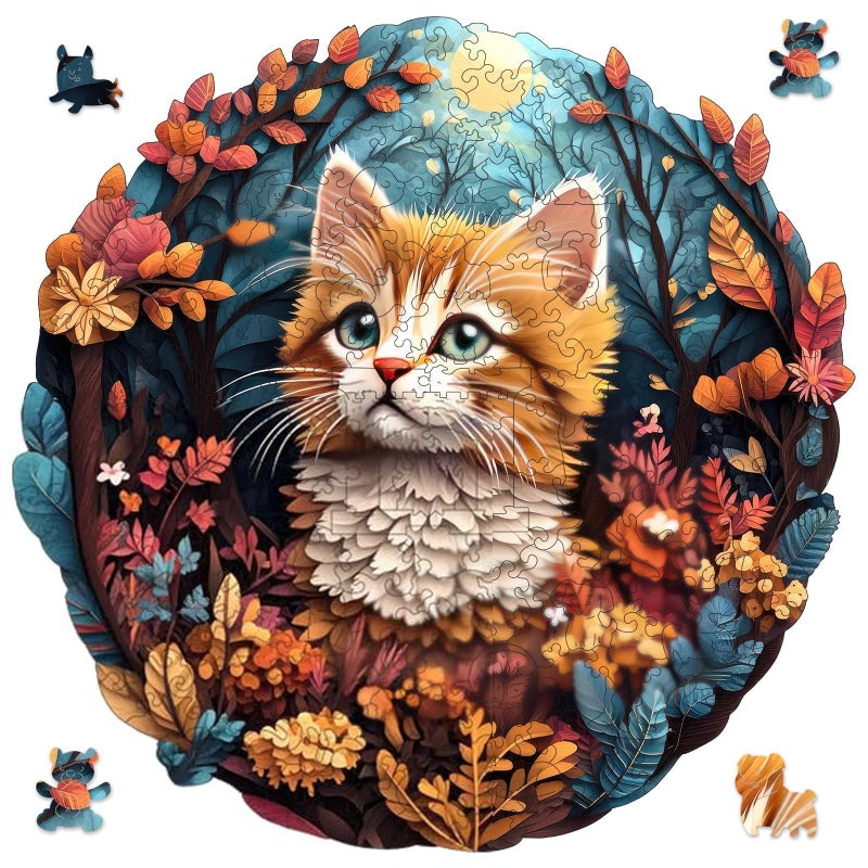 Qiuenisray Mothers Day Wooden Puzzles Sweet Heart Cat Love Jigsaw Puzzle 200 Piece Beautiful Wall Decor FSC Certified Unique Shape Puzzle Pieces Wood Puzzle Gift for Family Game 112x112 in - Image 3