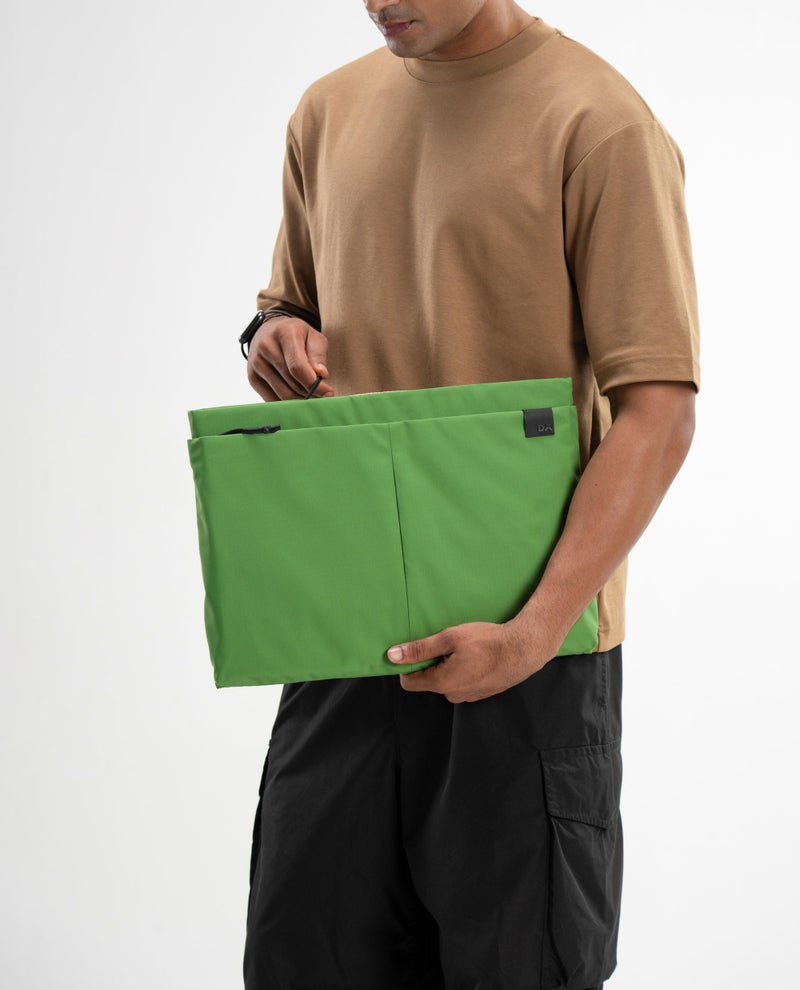 DailyObjects Medium Portable Pivot Laptop Sleeve |Recycled Nylon| Durable|Lightweight|Water Repellent|Padded Zipper|Fits Laptop/MacBook Air/Pro-14|for Men and Women|Office and Daily use (Green) - Image 2
