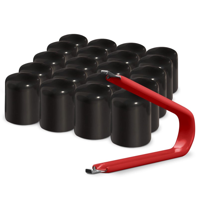 AUTOMOTIVATED ColorLugs Vinyl Lug Nut Cover | Black | Flexible Fit Wheel Lug Nut Cap | Fits 21-23 mm | Pack of 20 | Includes Deluxe Extractor | Made in The USA - Image 1