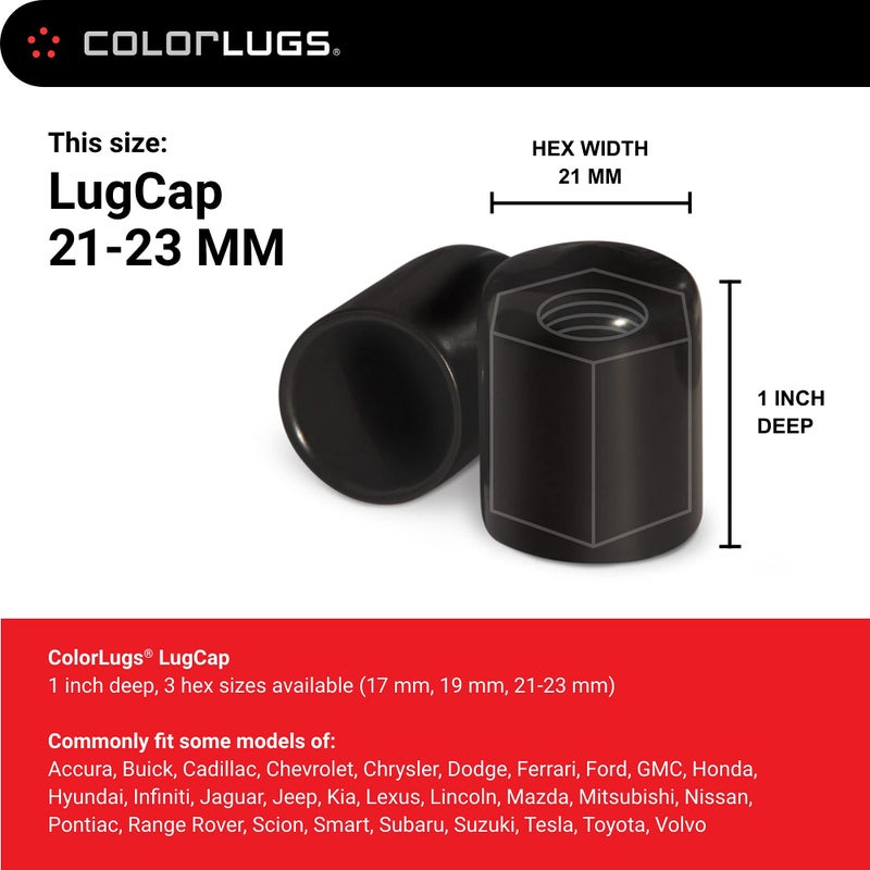 AUTOMOTIVATED ColorLugs Vinyl Lug Nut Cover | Black | Flexible Fit Wheel Lug Nut Cap | Fits 21-23 mm | Pack of 20 | Includes Deluxe Extractor | Made in The USA - Image 3