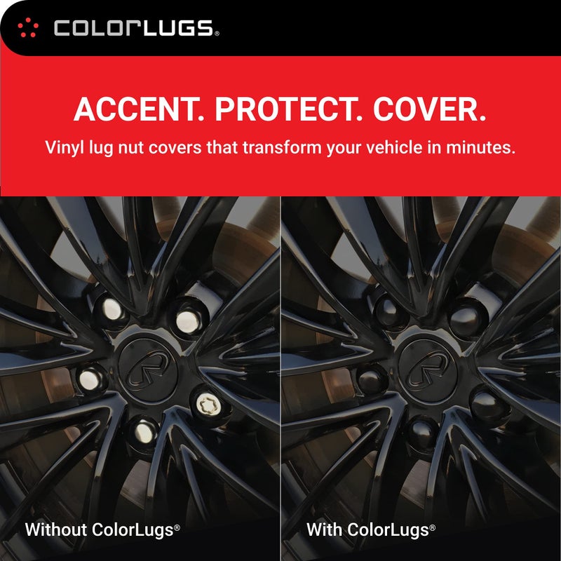 AUTOMOTIVATED ColorLugs Vinyl Lug Nut Cover | Black | Flexible Fit Wheel Lug Nut Cap | Fits 21-23 mm | Pack of 20 | Includes Deluxe Extractor | Made in The USA - Image 2