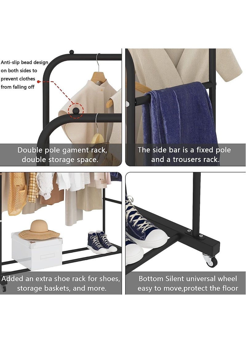 RollsTimi  Double Rods Clothing Rack , Garment Rack for Hanging Clothes, Multi functional Bedroom Clothes Rack  - Image 4