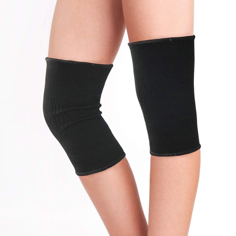Luwint Soft Knitted Kids Knee Brace - Children Patella Brace Support for Soccer, Volleyball, Basketball, Outdoor Sports, 1 Pair Black - Image 1