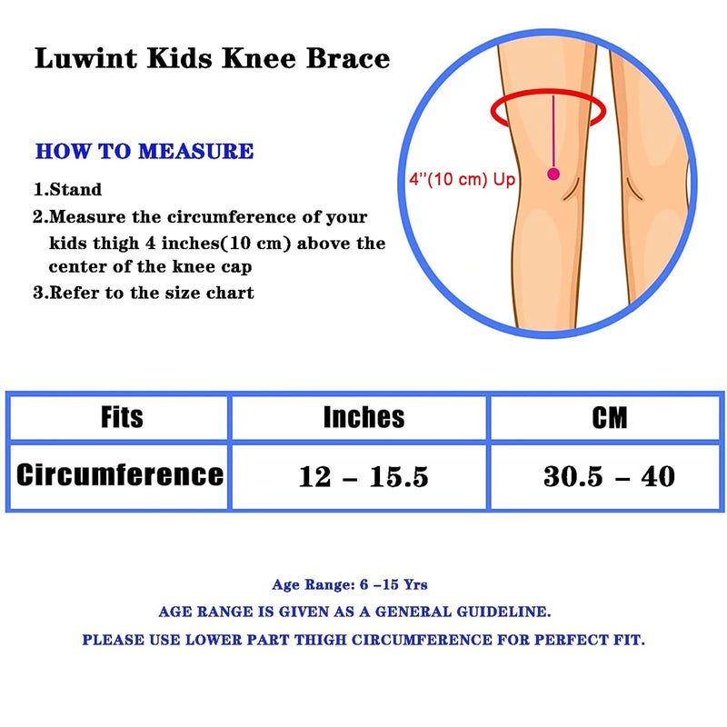 Luwint Soft Knitted Kids Knee Brace - Children Patella Brace Support for Soccer, Volleyball, Basketball, Outdoor Sports, 1 Pair Black - Image 2