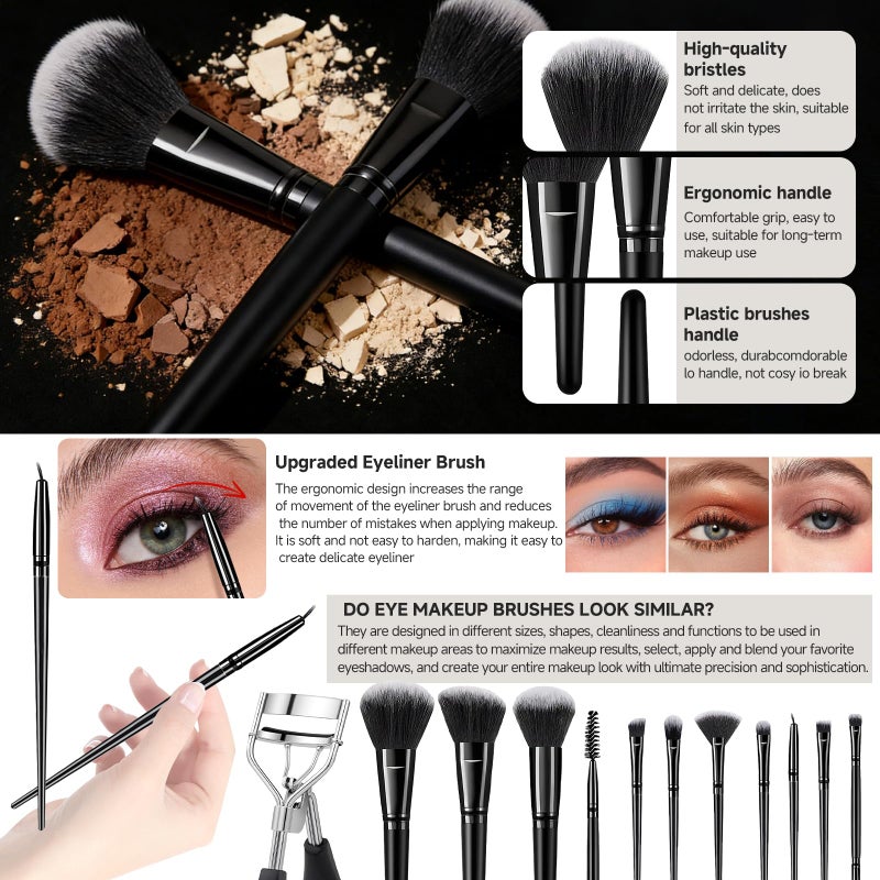 CLRDZN Makeup Brush Set, 62Pcs Makeup Brushes Set Professional, Multi-functional Makeup Brush Sets & Kits with Case Facial Makeup Accessories, Foundation Makeup Brush Kit Eye Make up Brushes & Tools - Image 3