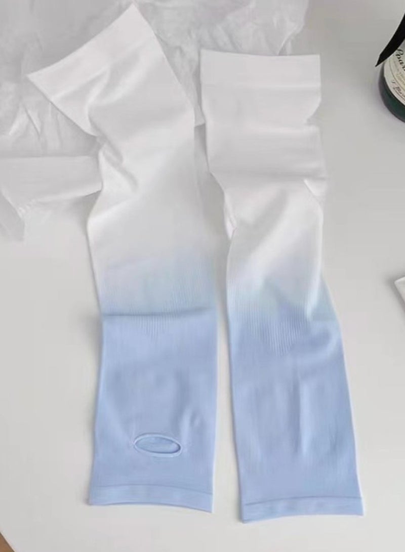 Three-piece pack, new gradient ice sleeves, ice silk sunscreen sleeves, thin UV protection, blue and white  - Image 1