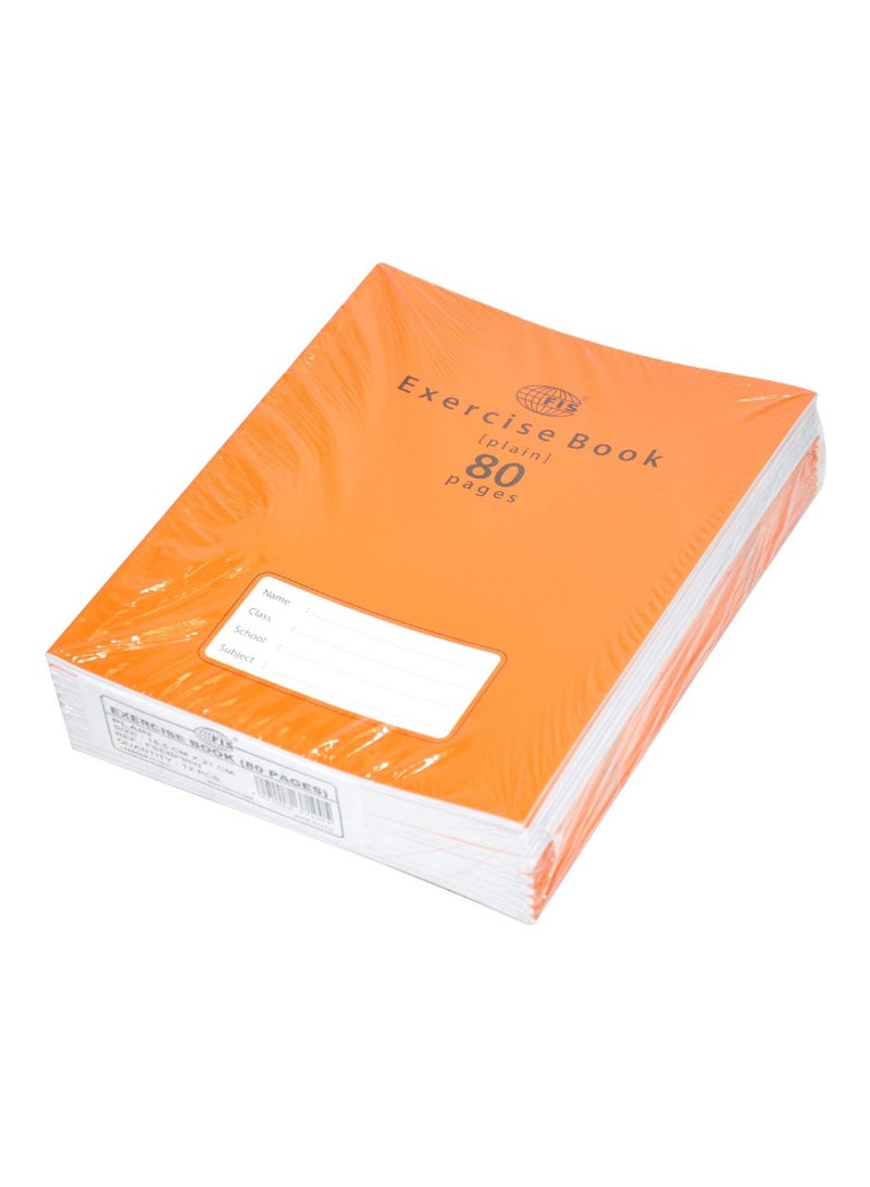 FIS Exercise Books Plain, 80 Pages, Pack Of 12 Pieces, 16.5 X 21 Cm Size - FSEBP80N - Image 1