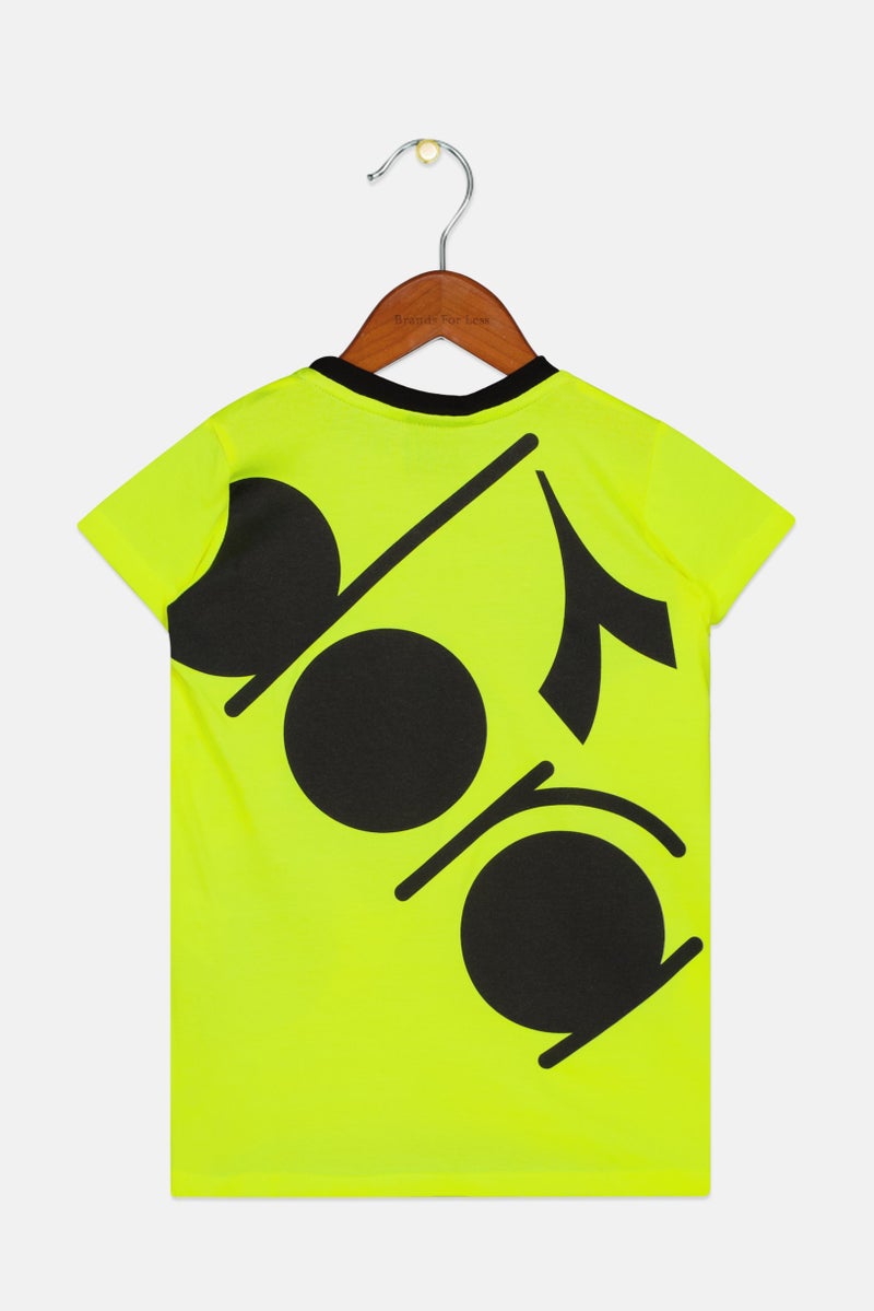 DIADORA Toddlers Boy Crew Neck Short Sleeve Brand Logo T-Shirts, Yellow-Green - Image 2