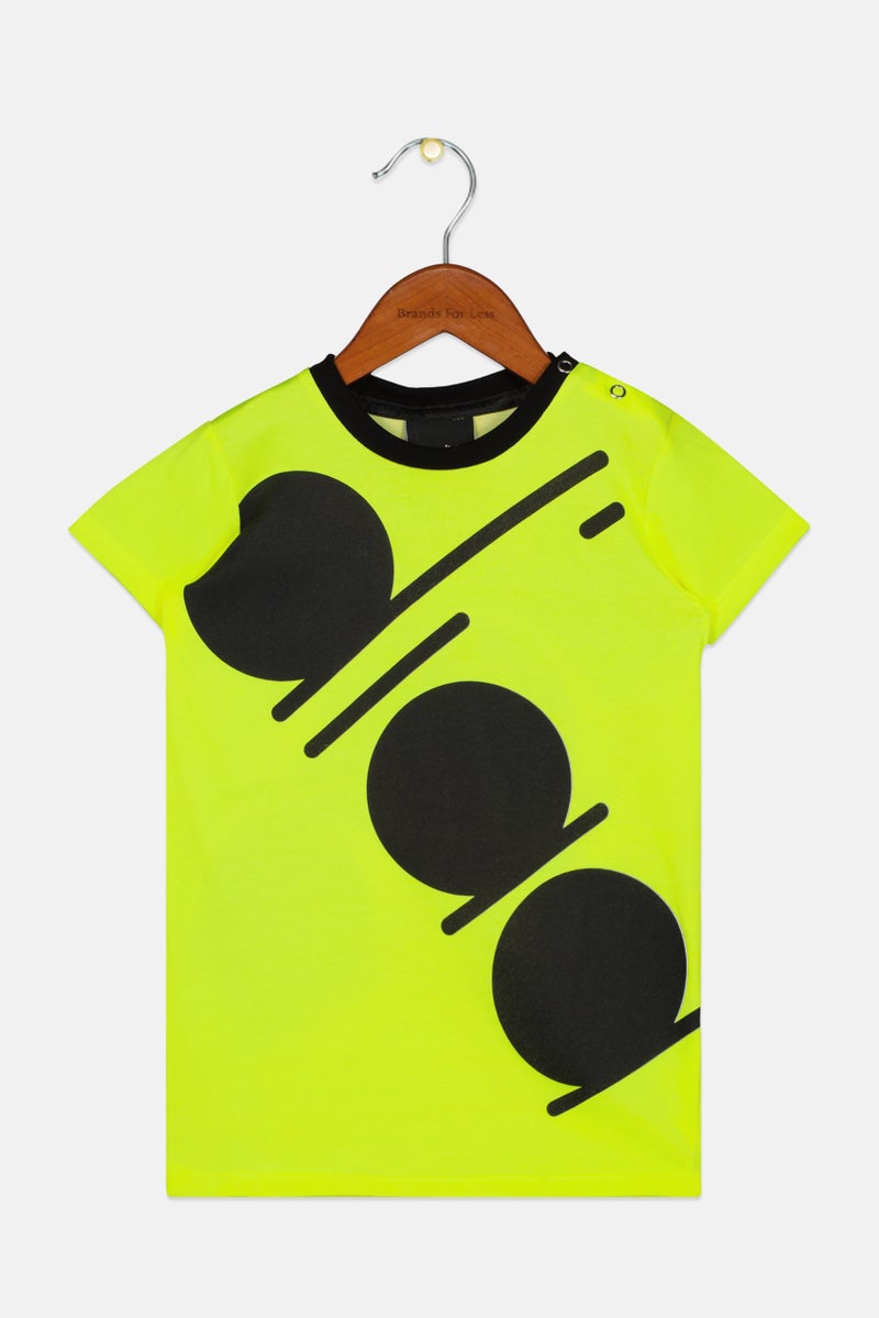 DIADORA Toddlers Boy Crew Neck Short Sleeve Brand Logo T-Shirts, Yellow-Green - Image 1