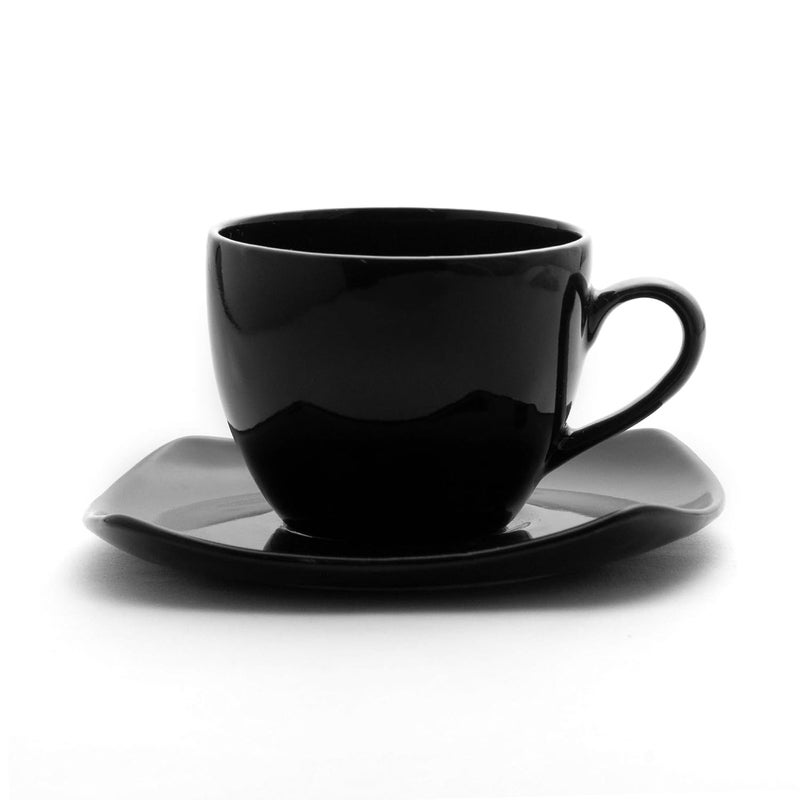 TAGROCK Fine Bone China Full Black Tea Cup Saucer Set of 2 180Ml 2 Cups 2 Saucer - Image 1