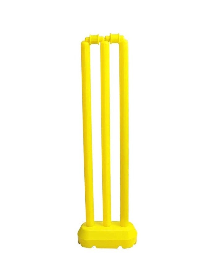 GLS Acer Junior Hard Plastic Cricket Wickets Set for Kids for Age Group 3 to 10 Year (3 Piece Wickets, 2 Bails, Base, 24'' Wickets)(Color May Very) - Image 1