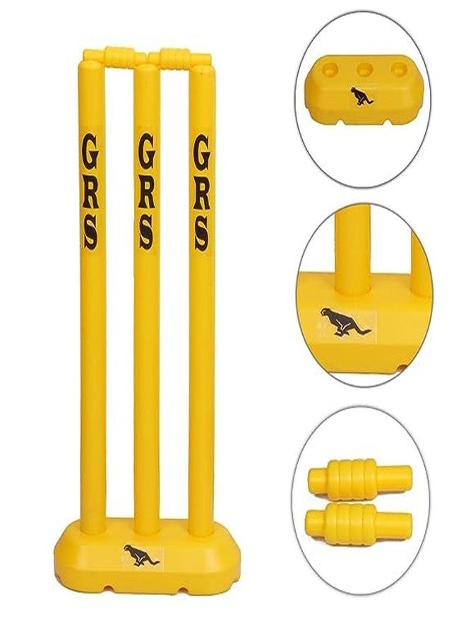 GLS Acer Junior Hard Plastic Cricket Wickets Set for Kids for Age Group 3 to 10 Year (3 Piece Wickets, 2 Bails, Base, 24'' Wickets)(Color May Very) - Image 4